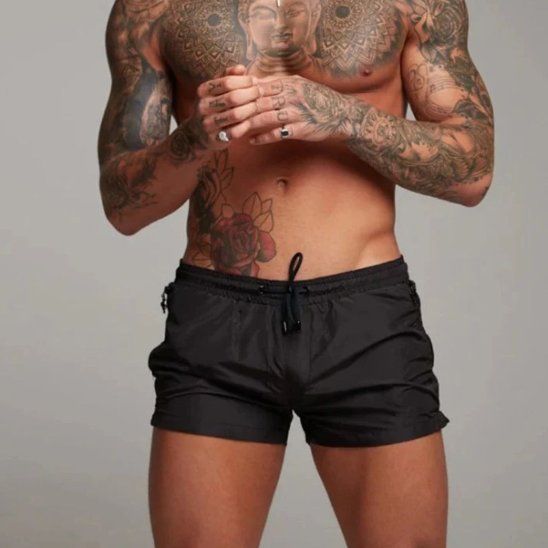 Drawstring Swim Shorts with Zip Pocket