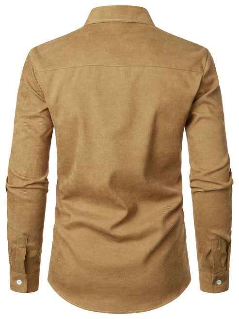 Cotton Shirt with Contrast Check Lining and Chest Pocket
