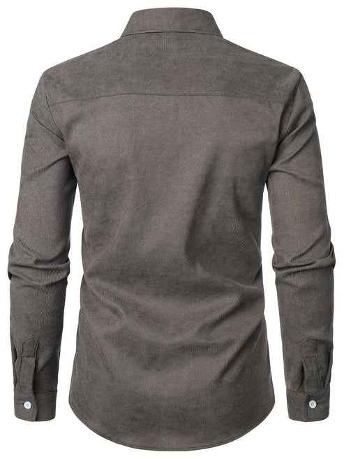 Cotton Shirt with Contrast Check Lining and Chest Pocket