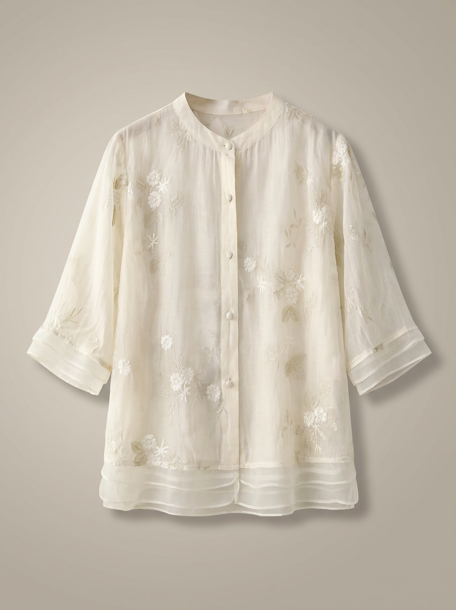 Women's Embroidered Blouse | 3/4 Sleeve Shirt