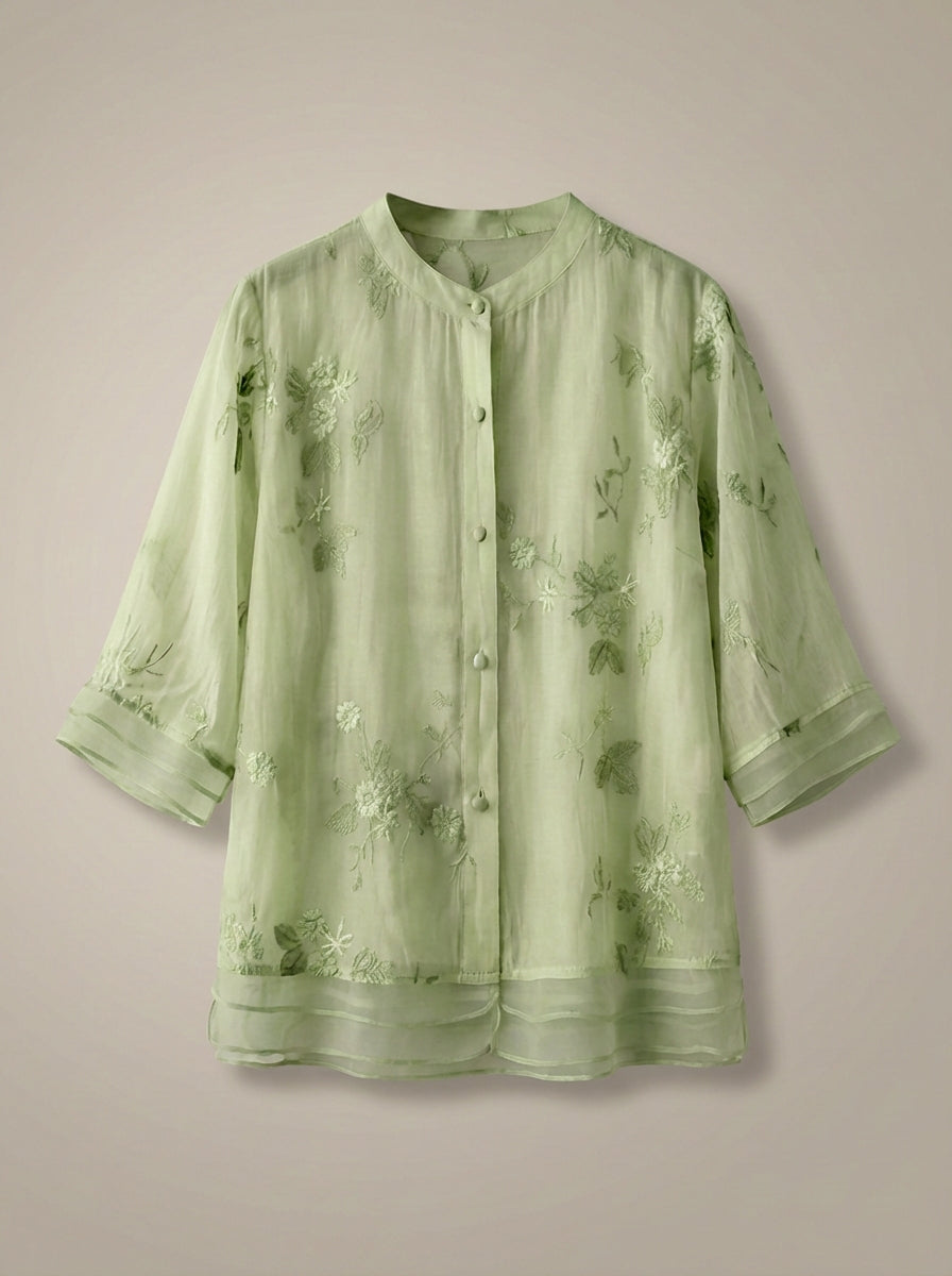 Women's Embroidered Blouse | 3/4 Sleeve Shirt