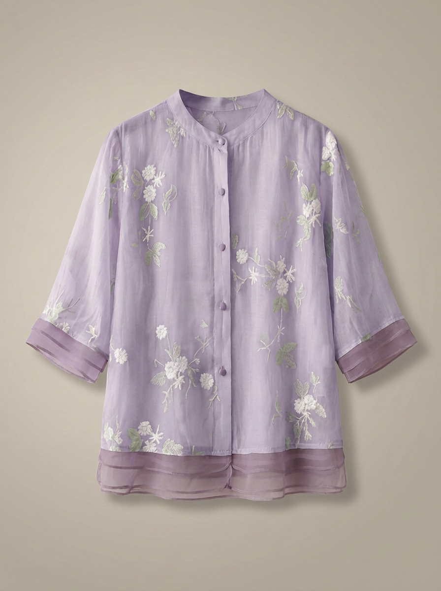 Women's Embroidered Blouse | 3/4 Sleeve Shirt