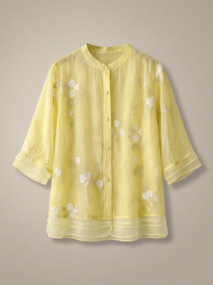 Women's Embroidered Blouse | 3/4 Sleeve Shirt