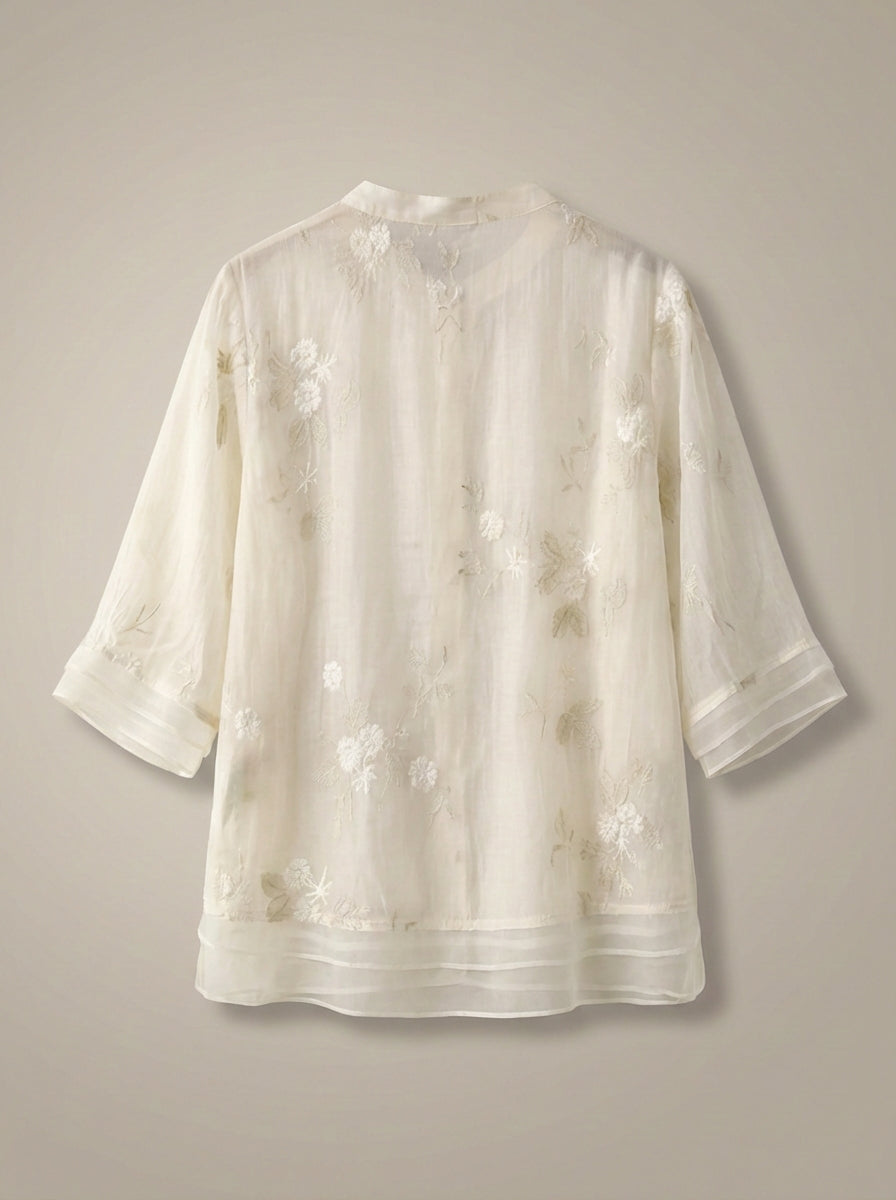 Women's Embroidered Blouse | 3/4 Sleeve Shirt