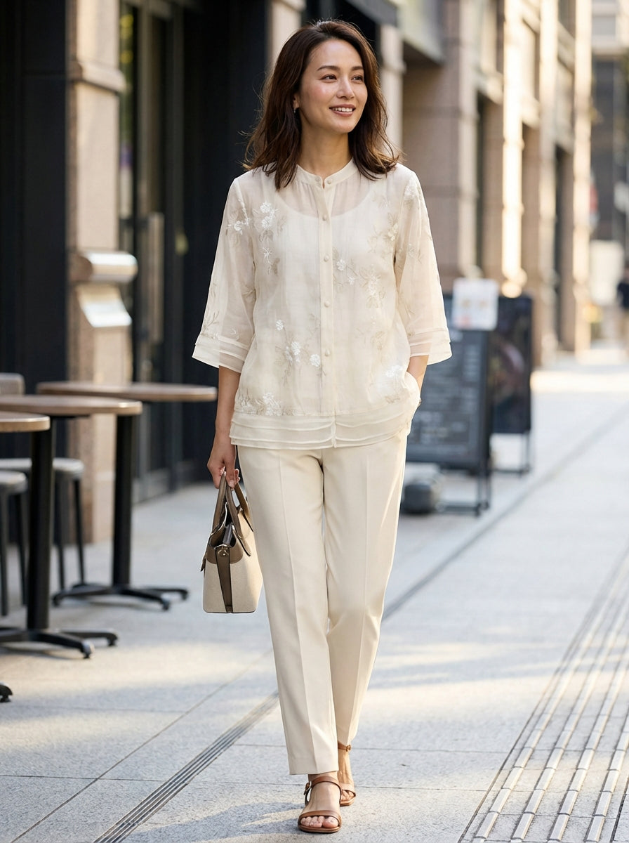 Women's Embroidered Blouse | 3/4 Sleeve Shirt