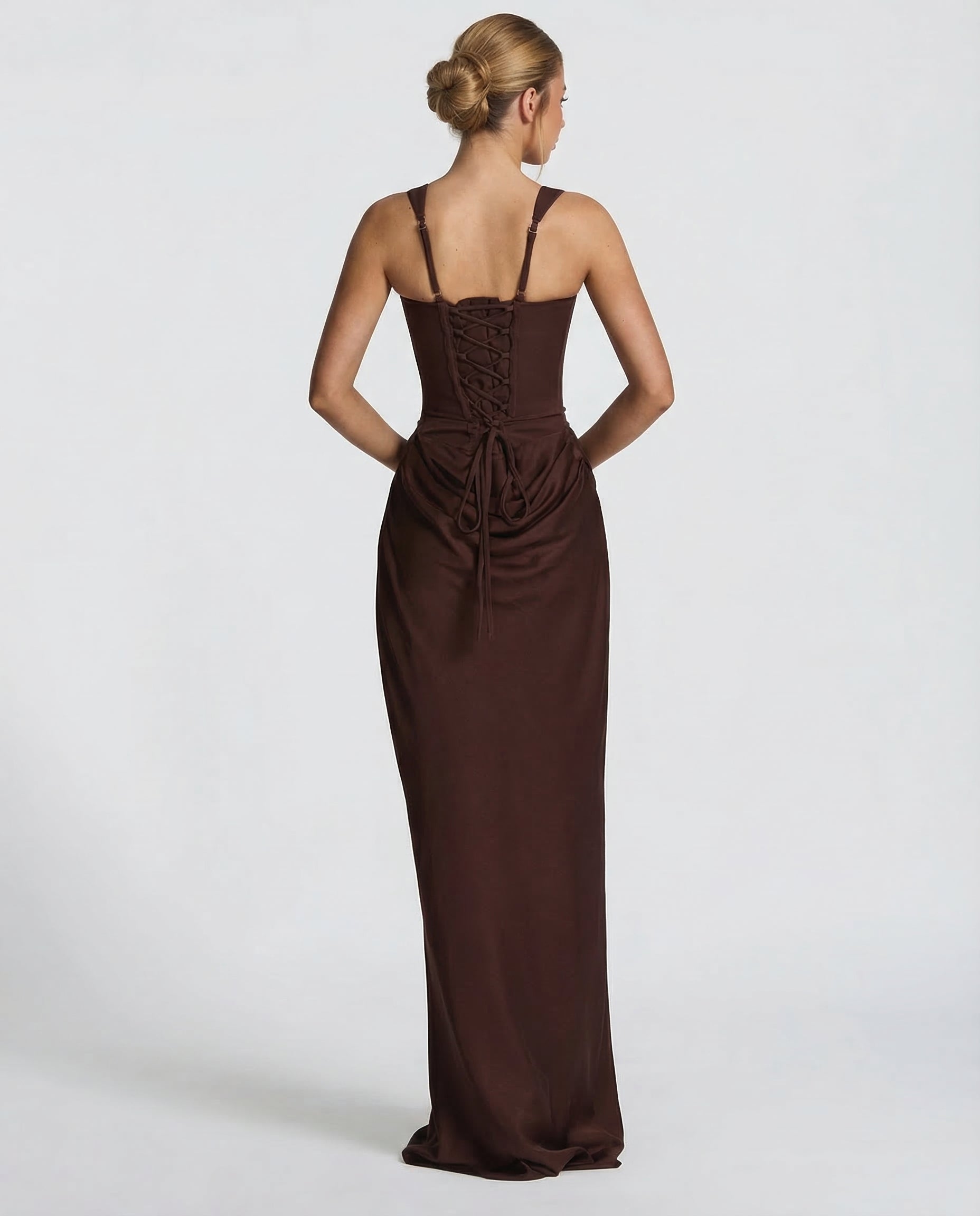 Women's Corset Style Satin Maxi Evening Dress