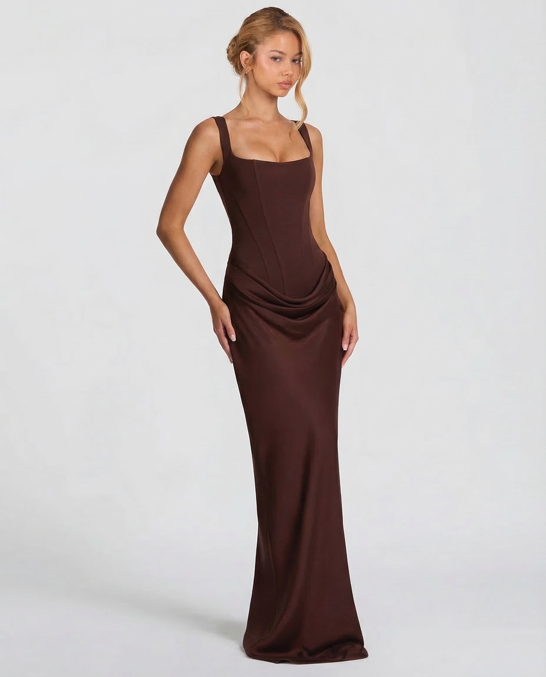 Women's Corset Style Satin Maxi Evening Dress
