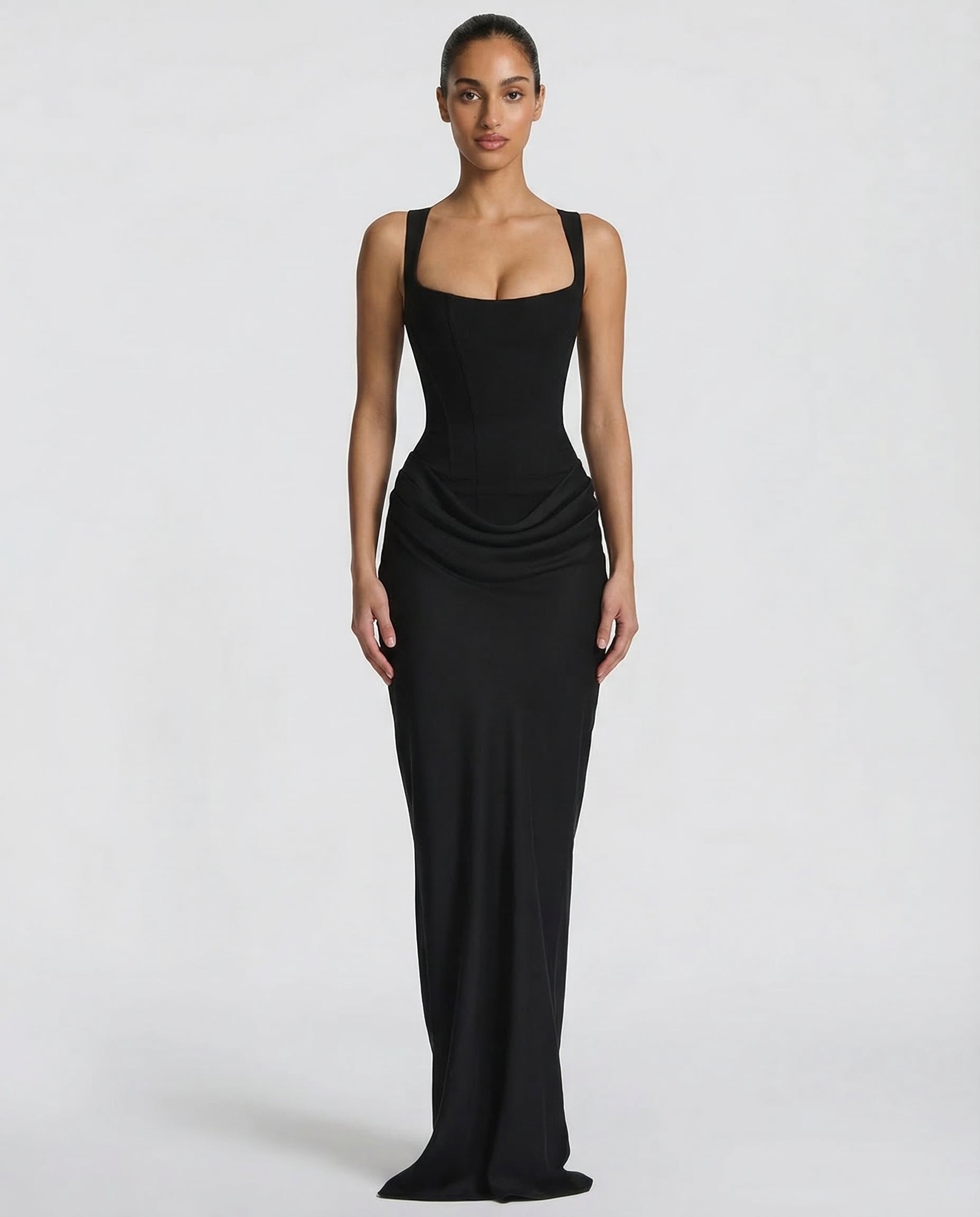 Women's Corset Style Satin Maxi Evening Dress