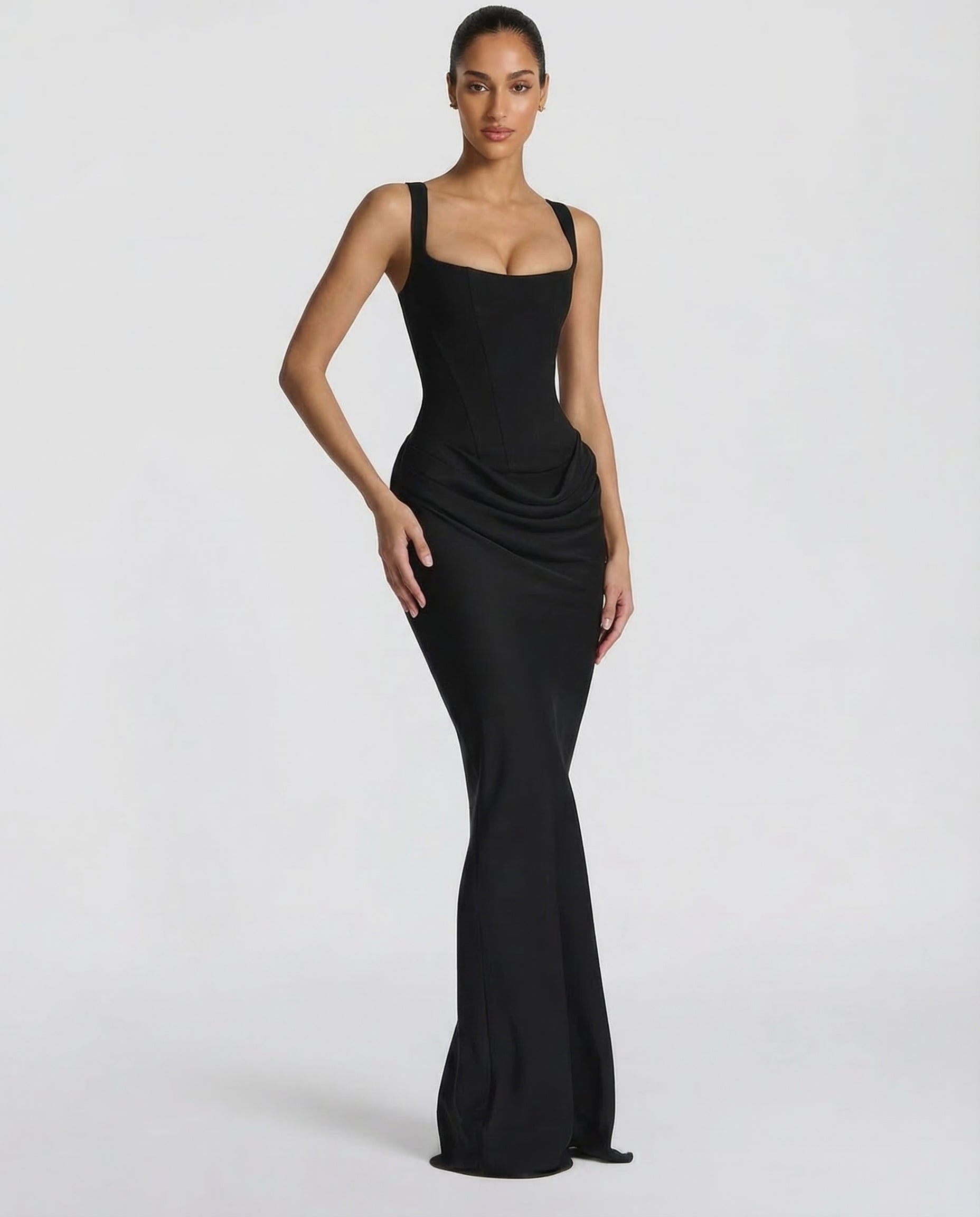 Women's Corset Style Satin Maxi Evening Dress