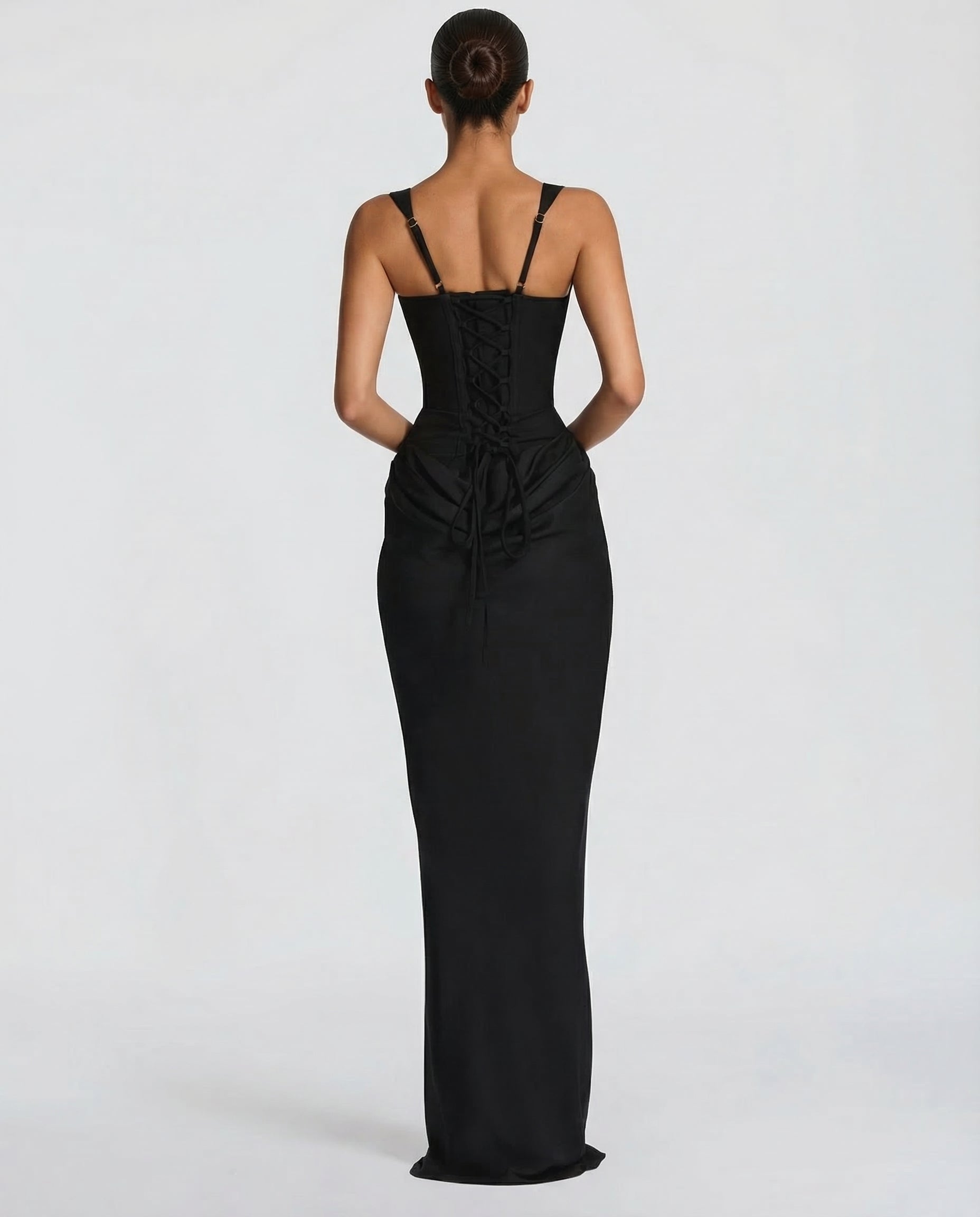 Women's Corset Style Satin Maxi Evening Dress