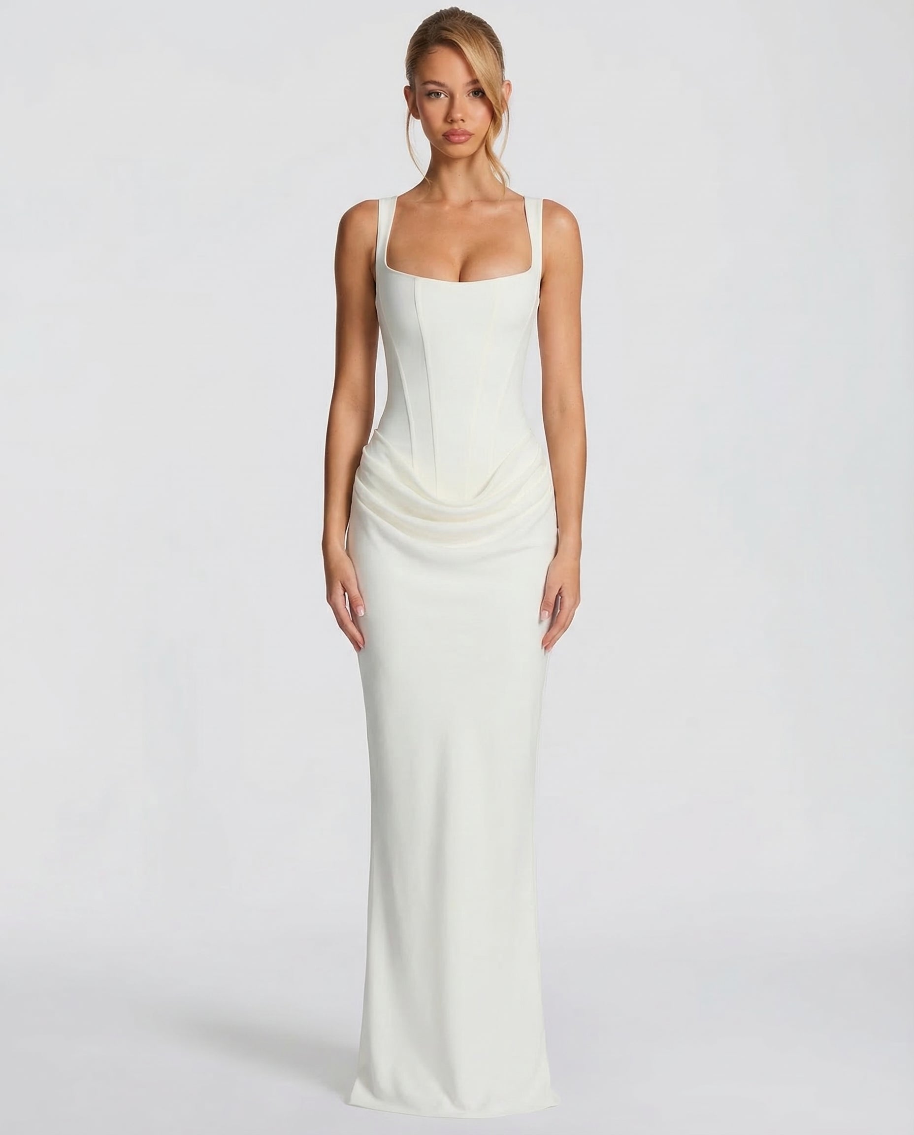 Women's Corset Style Satin Maxi Evening Dress