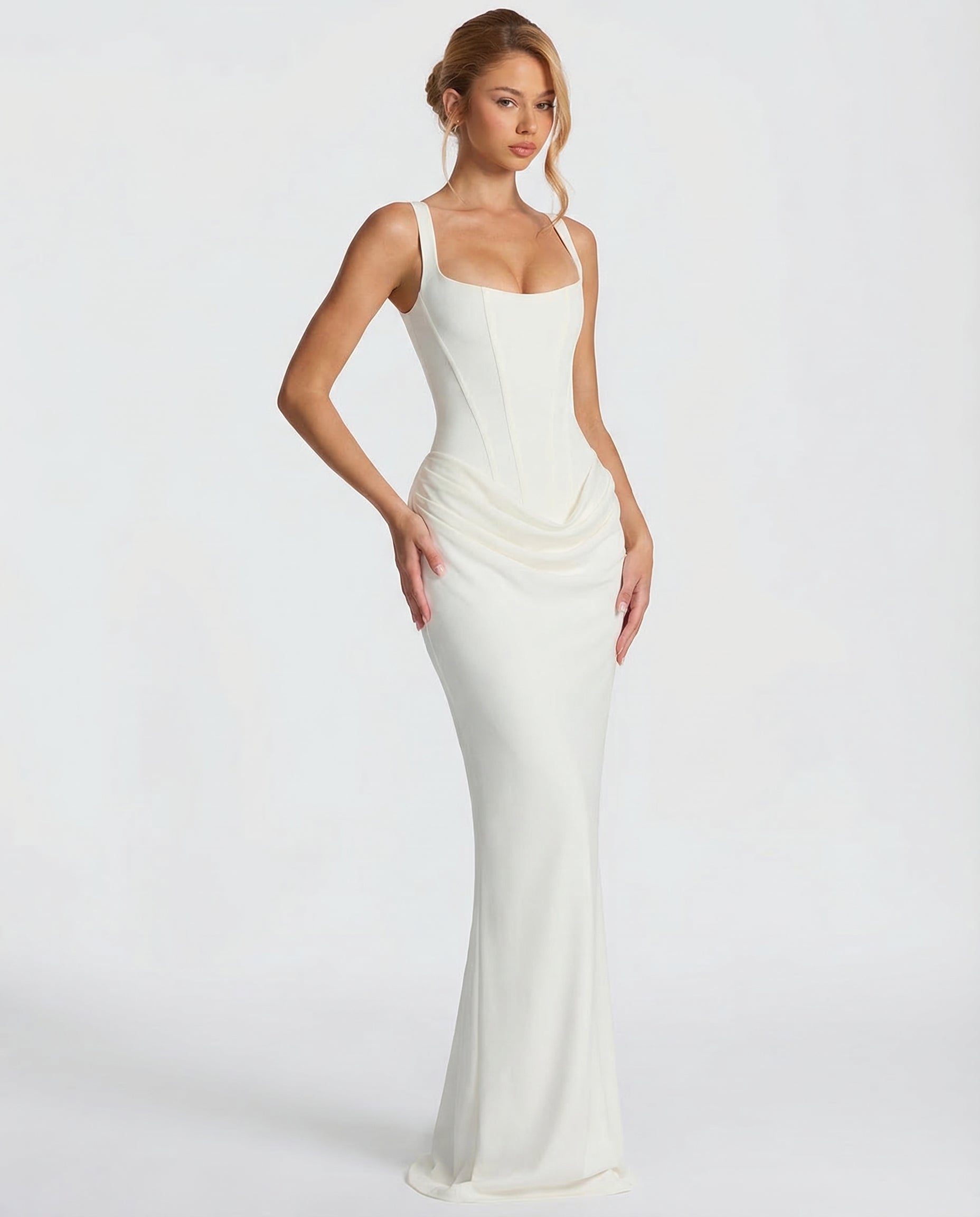Women's Corset Style Satin Maxi Evening Dress