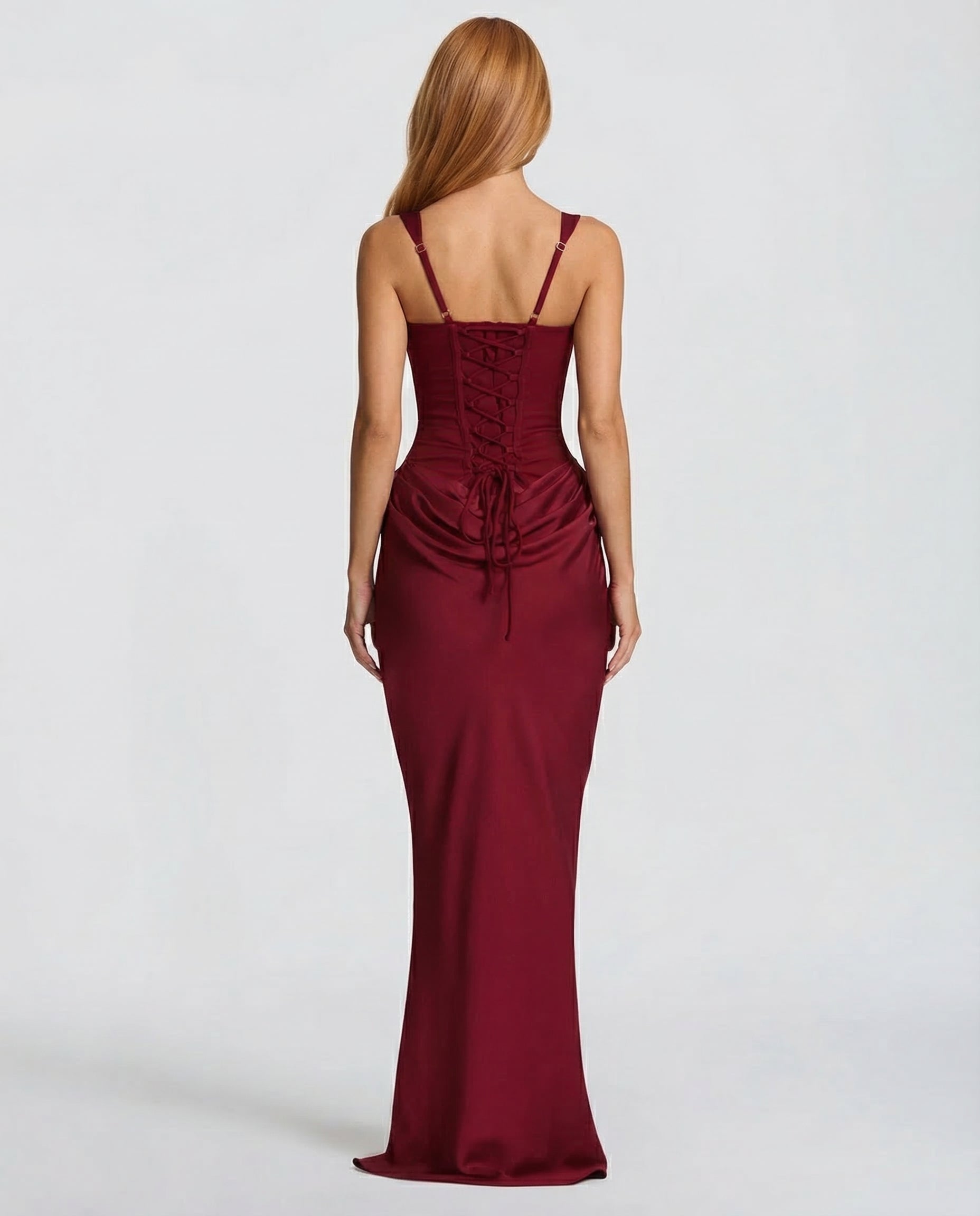 Women's Corset Style Satin Maxi Evening Dress