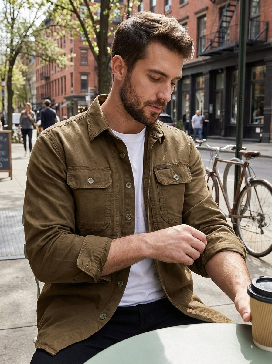 Men's Overshirt Jacket with Chest Pockets