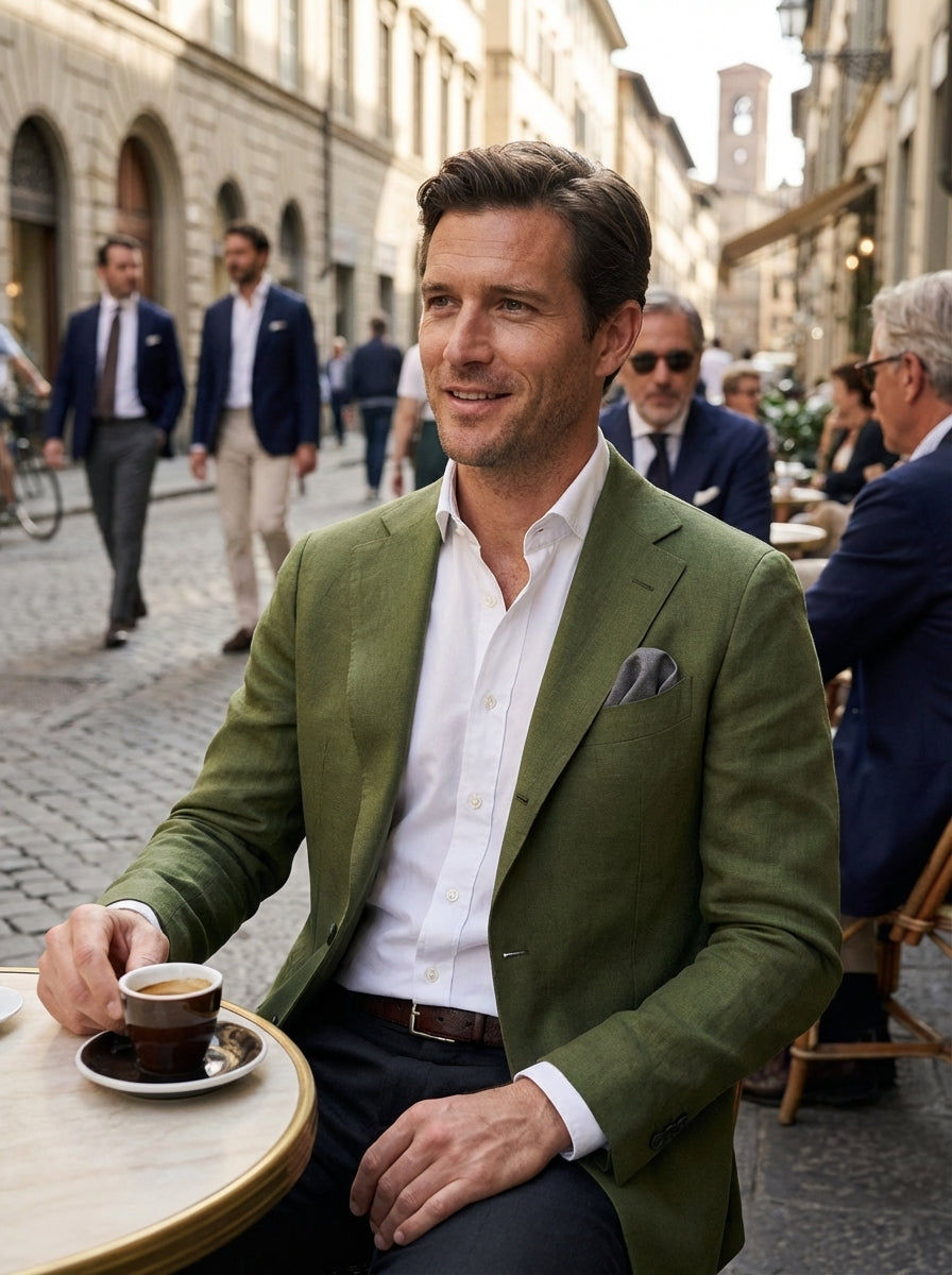 Men's Checked Blazer with Notch Lapel