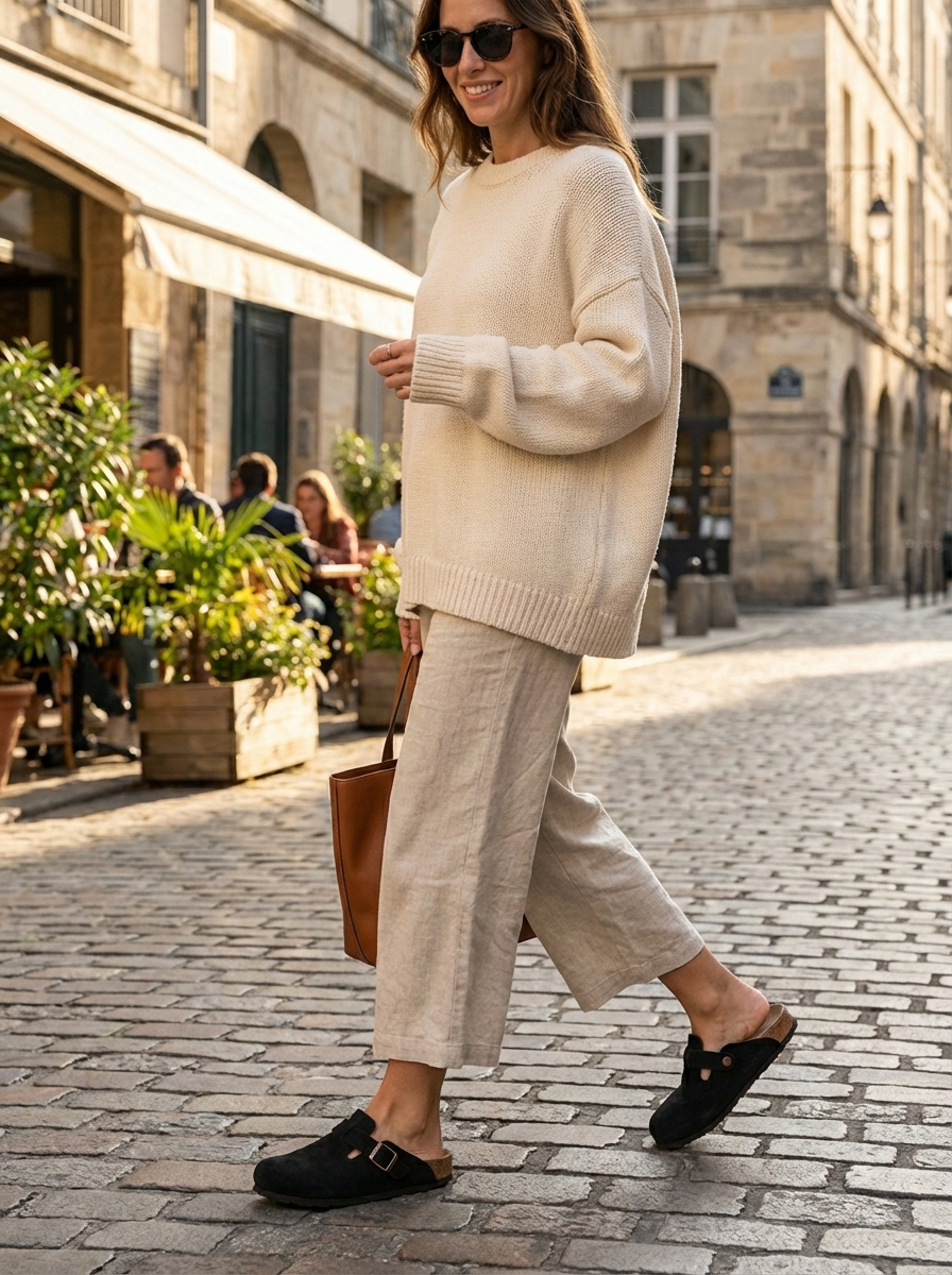 Suede Buckle Clogs with Cork Sole