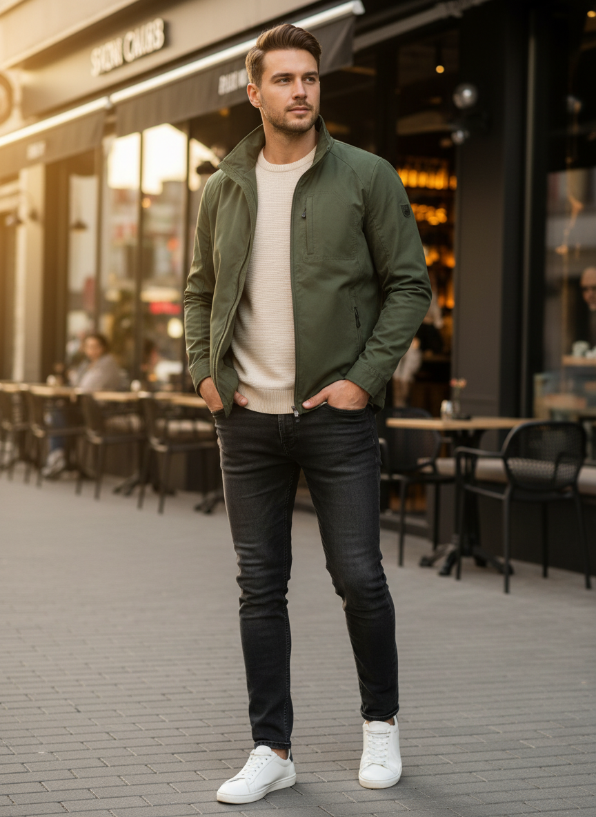 Veste légère zippée pour homme | Vêtement d'extérieur décontracté pour tous les jours
