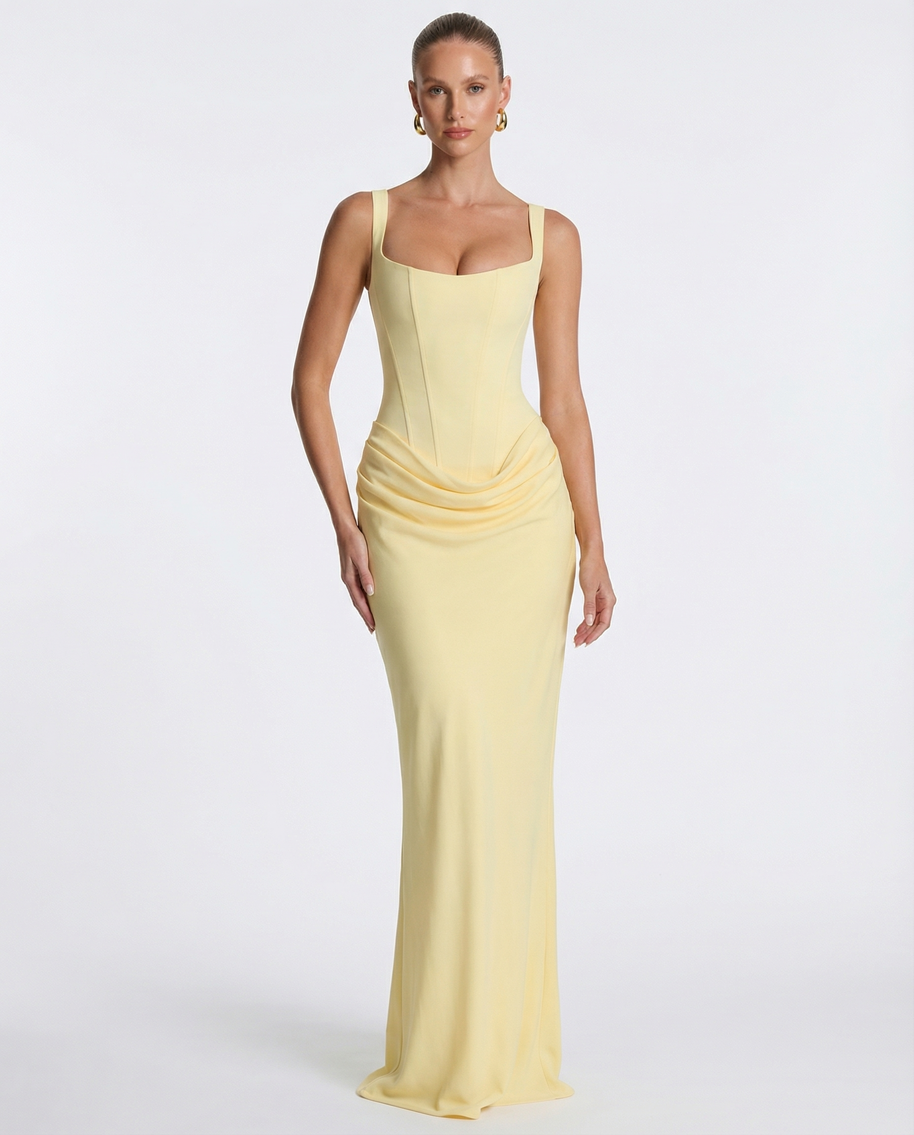 Women's Corset Style Satin Maxi Evening Dress