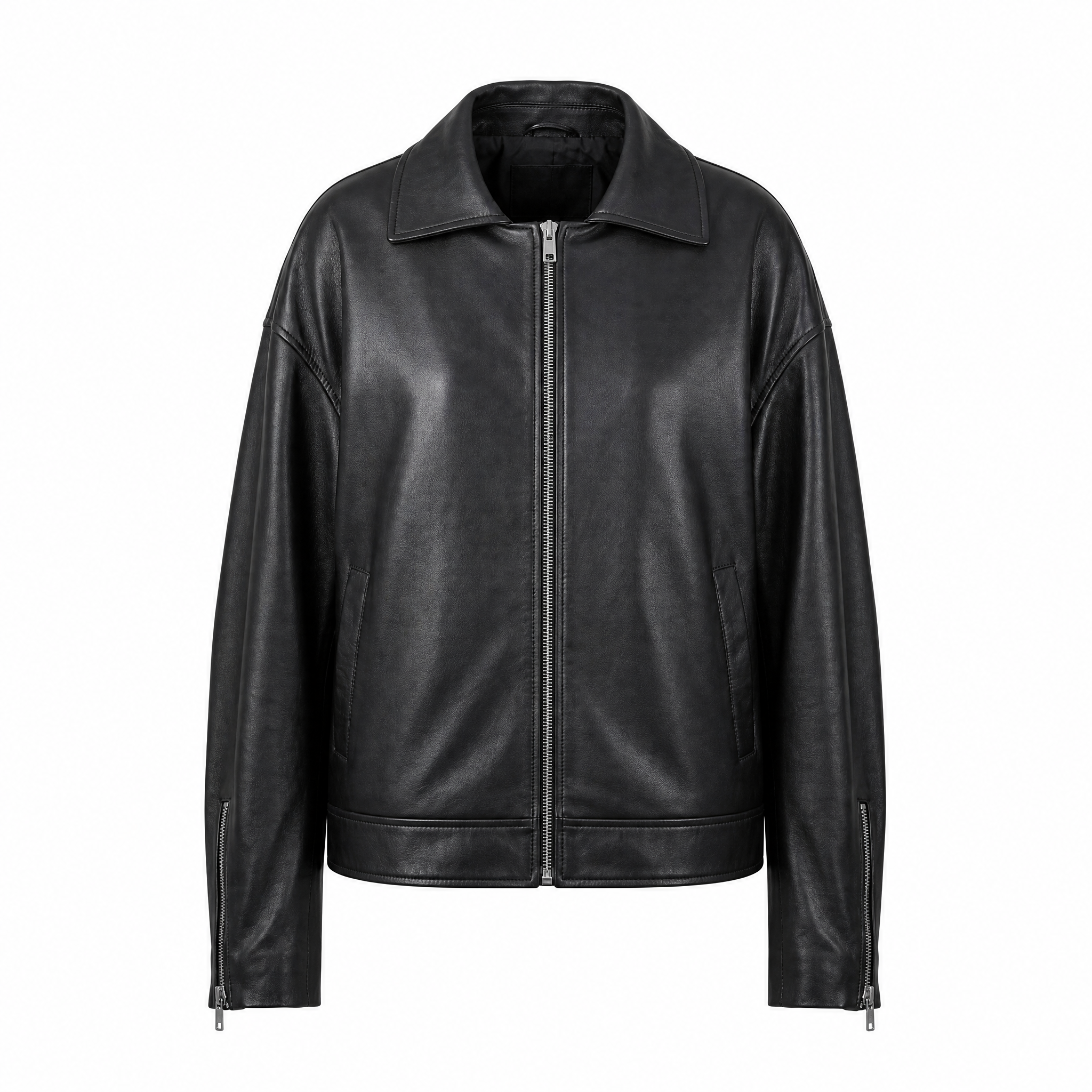 Veste décontractée pour femme en similicuir à fermeture éclair