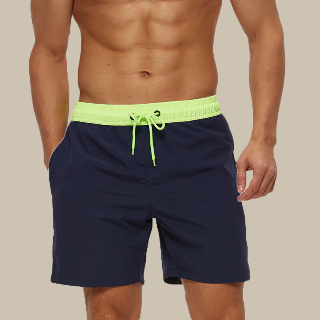 Quick-Dry Swim Shorts with Contrast Waistband