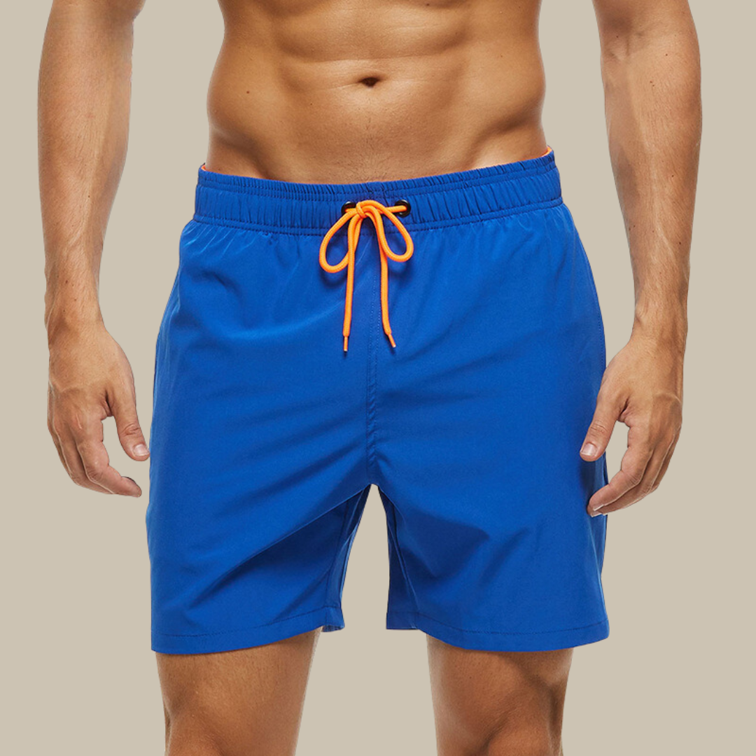 Quick-Dry Swim Shorts with Contrast Waistband