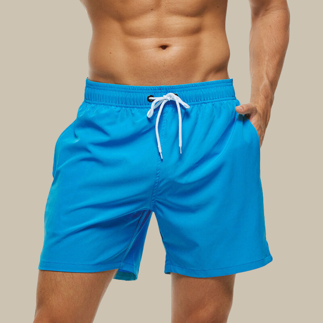 Quick-Dry Swim Shorts with Contrast Waistband