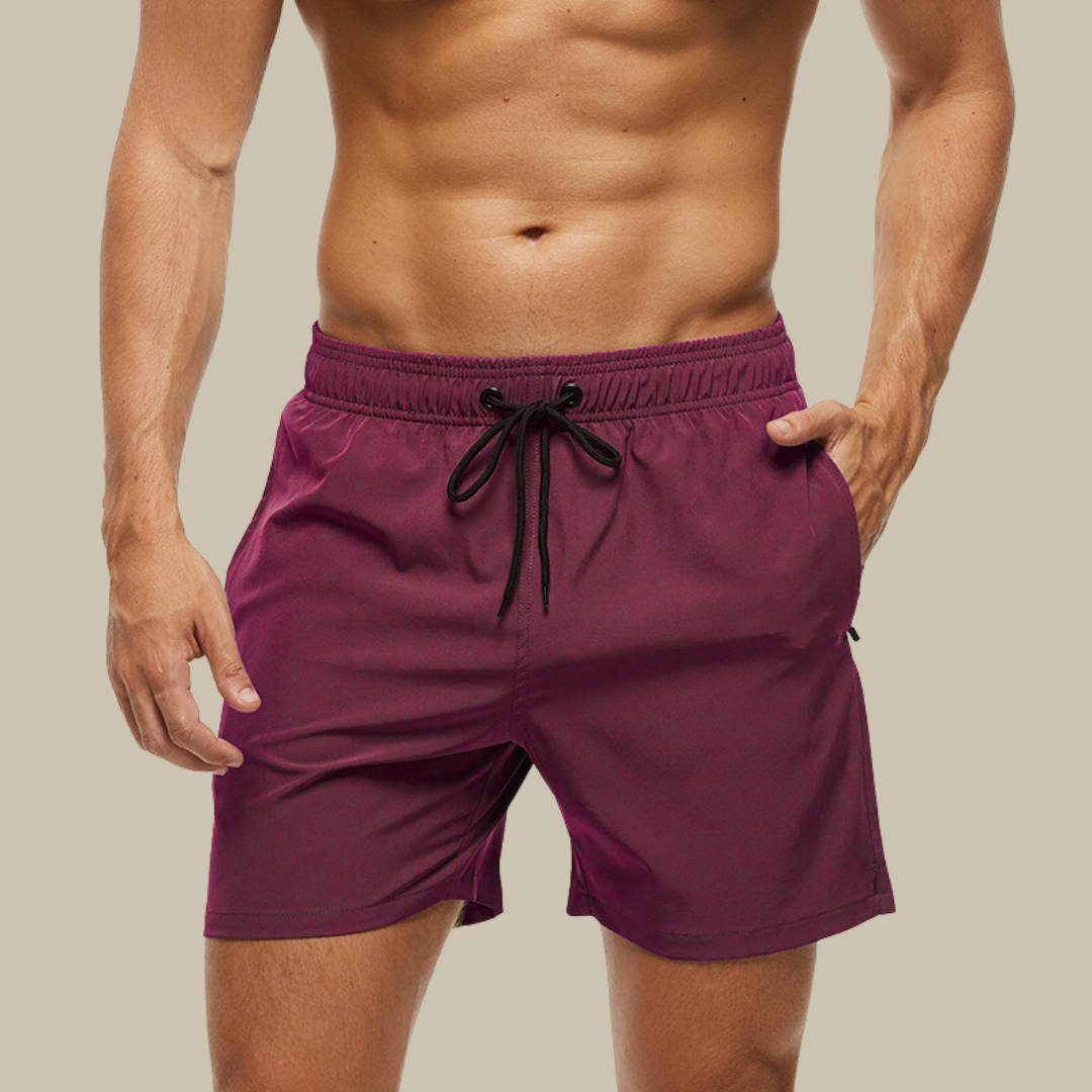 Quick-Dry Swim Shorts with Contrast Waistband