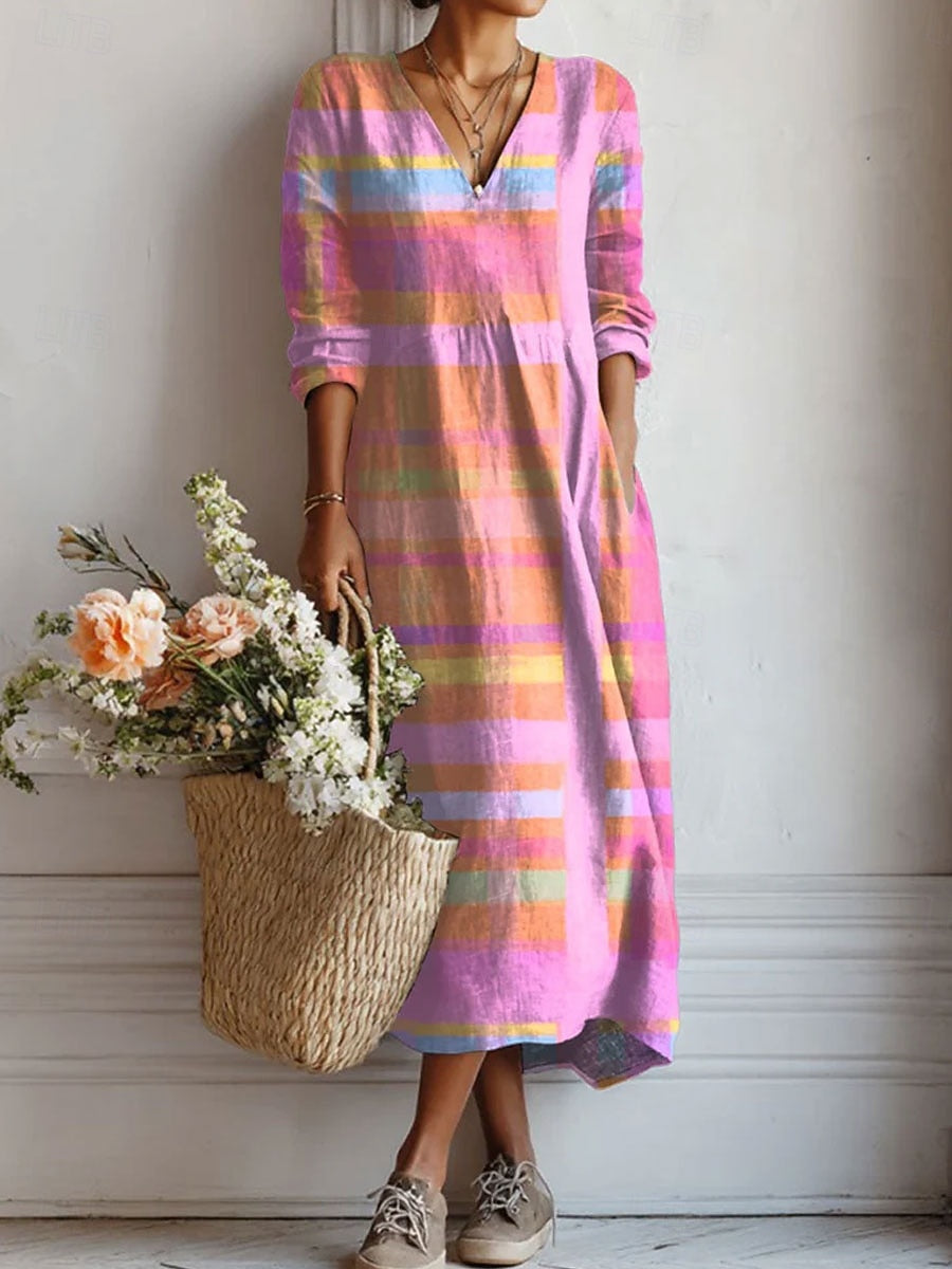 Floral Print Midi Dress with V-Neckline