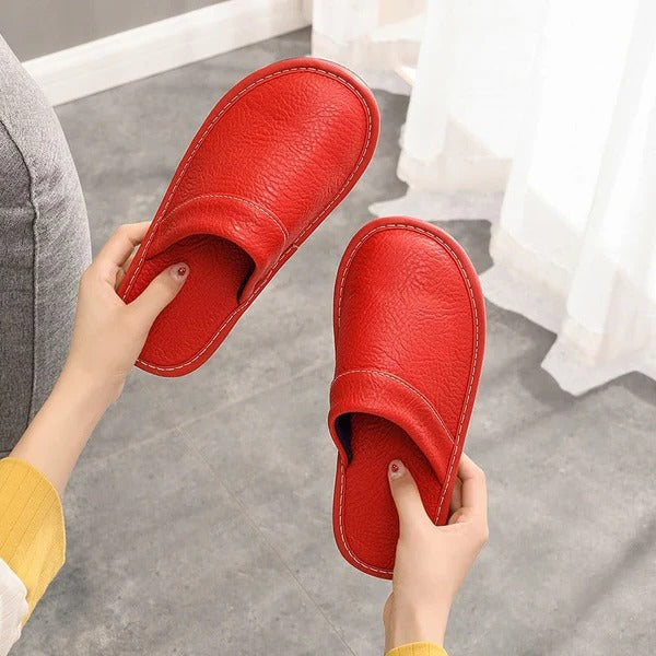 Men's Leather Slippers | Slip-On Indoor House Shoes