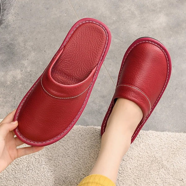Men's Leather Slippers | Slip-On Indoor House Shoes