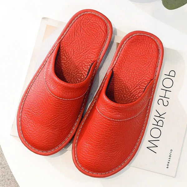 Men's Leather Slippers | Slip-On Indoor House Shoes