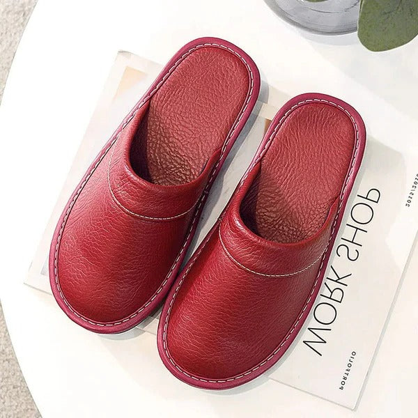 Men's Leather Slippers | Slip-On Indoor House Shoes