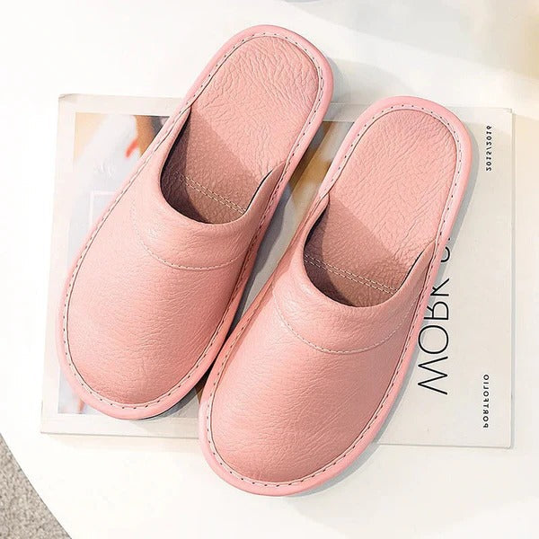 Men's Leather Slippers | Slip-On Indoor House Shoes