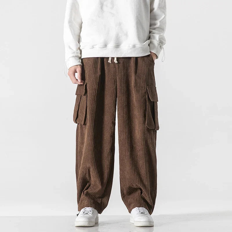 Men’s Wide-Leg Corduroy Cargo Trousers