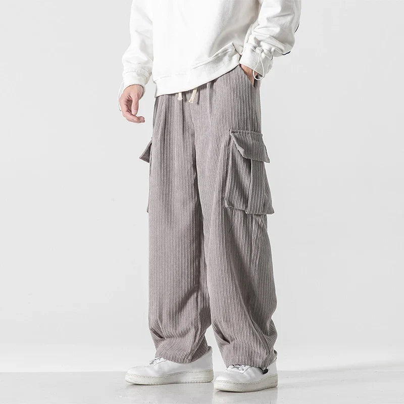 Men’s Wide-Leg Corduroy Cargo Trousers