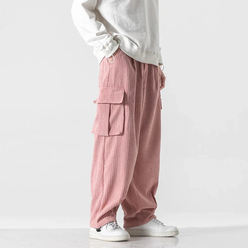 Men’s Wide-Leg Corduroy Cargo Trousers