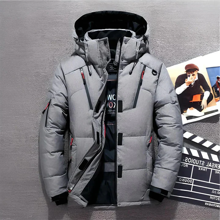 Men's Insulated Winter Jacket with Adjustable Hood
