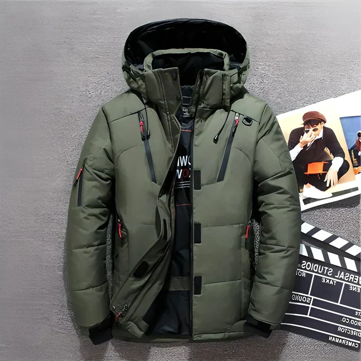 Men's Insulated Winter Jacket with Adjustable Hood