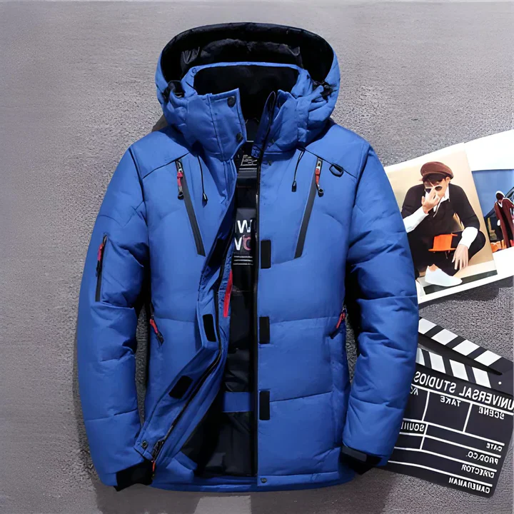 Men's Insulated Winter Jacket with Adjustable Hood