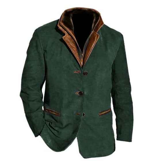Men's Vintage Button Down Jacket | Brown Suede