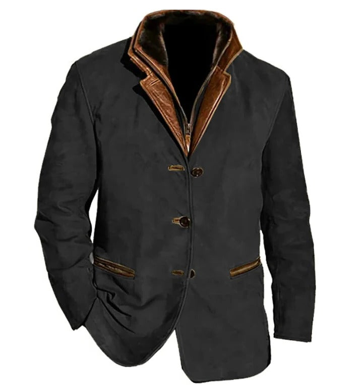 Men's Vintage Button Down Jacket | Brown Suede