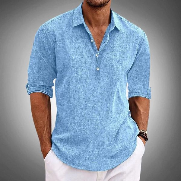 Men's Linen Polo Shirt | Lightweight Long Sleeve