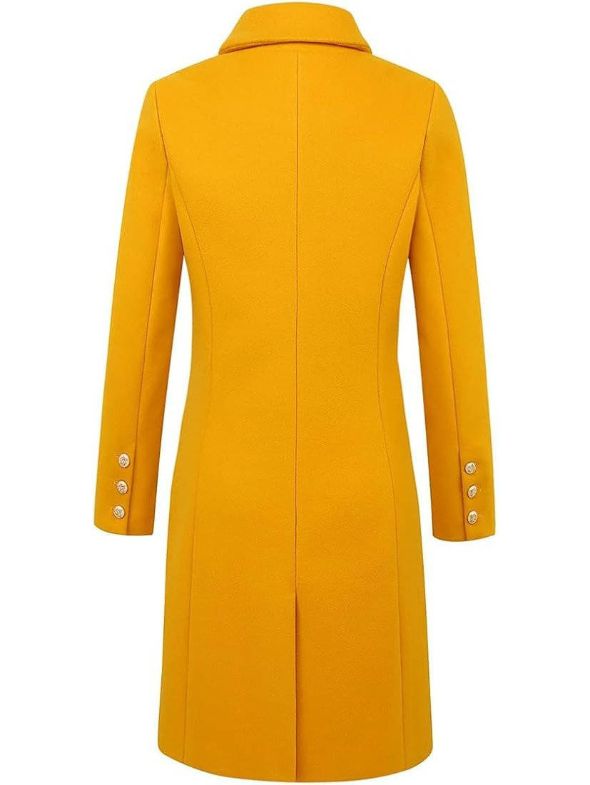 Women's Double Breasted Wool Coat | Midi Length Peacoat