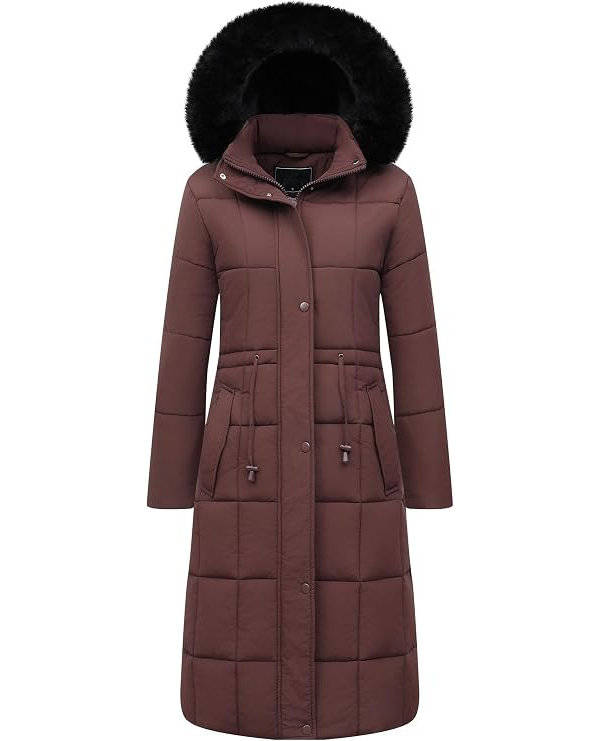 Women's Long Waterproof Winter Parka with Faux Fur Hood