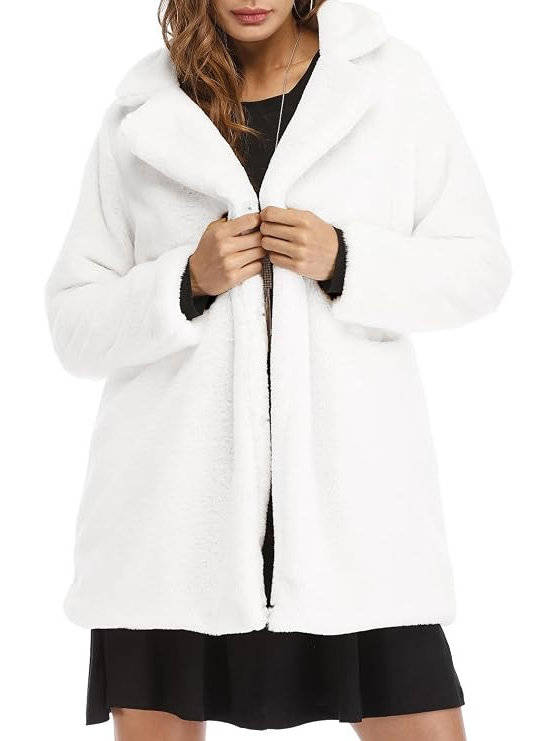 Women's Faux Fur Coat | Oversized Winter Lapel Jacket