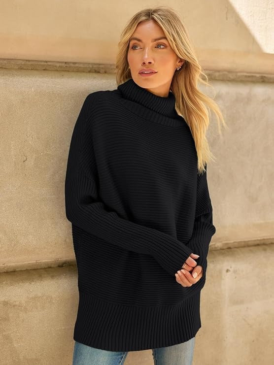 Women's Oversized Turtleneck Jumper | Longline Knit