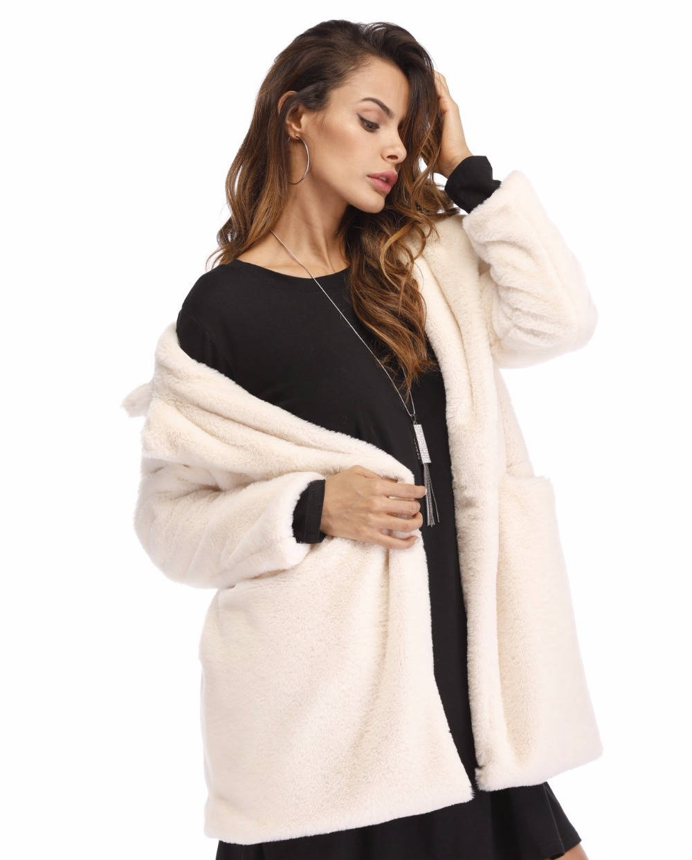 Women's Faux Fur Coat | Oversized Winter Lapel Jacket