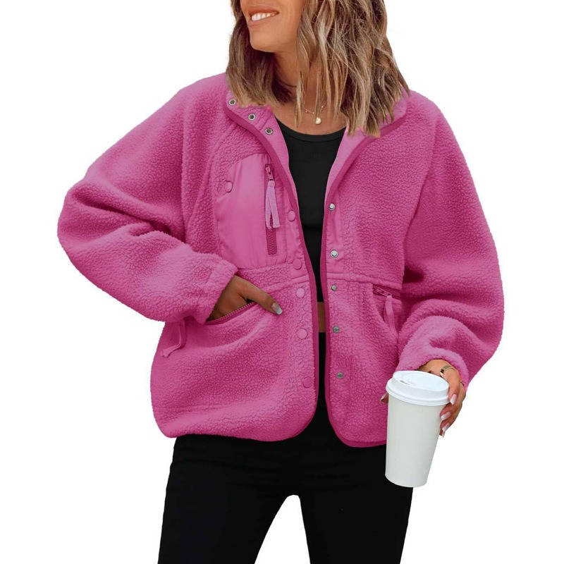 Women's Cropped Sherpa Fleece Jacket | Button-Down Shacket