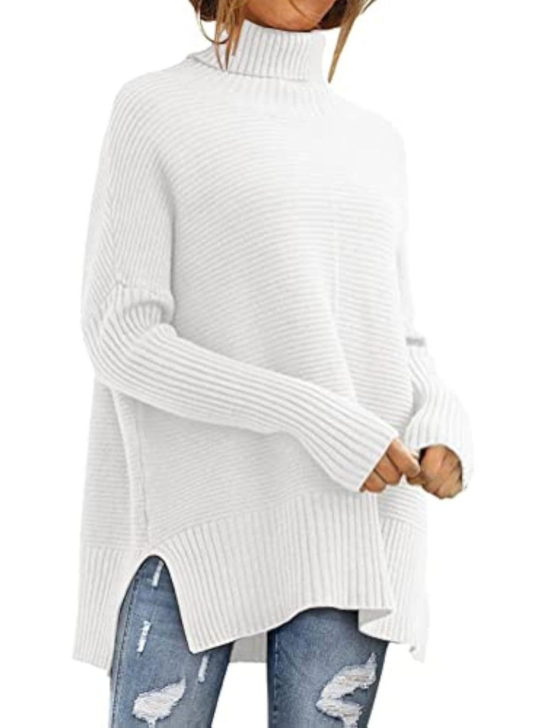 Women's Oversized Turtleneck Jumper | Longline Knit