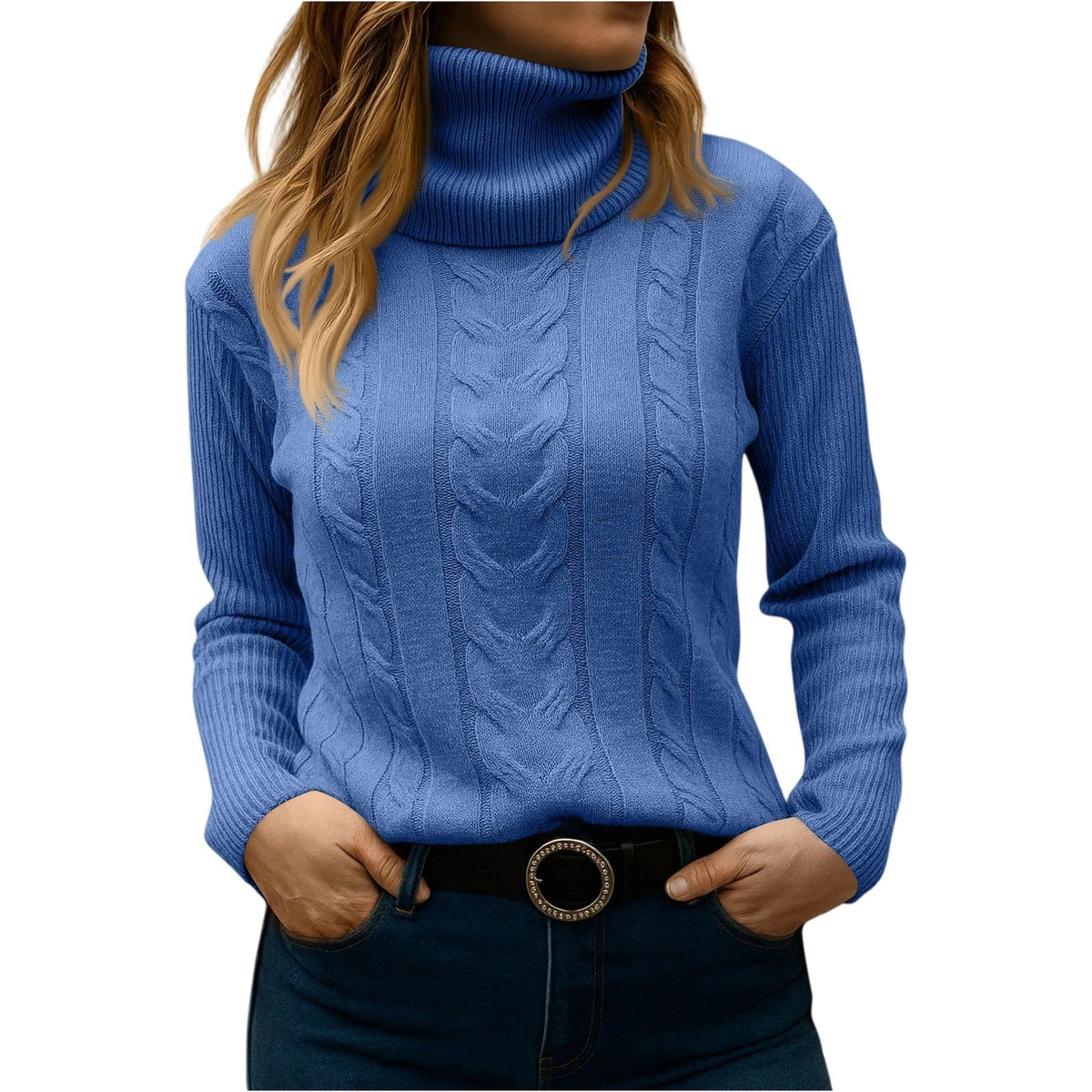 Women's Cable Knit Turtleneck Jumper